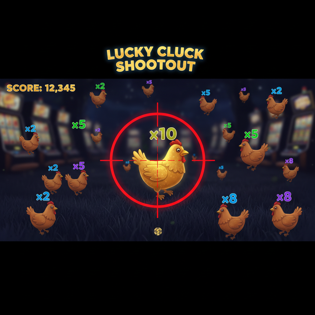 Chicken Shoot gameplay screenshot showing chickens with multiplier tags